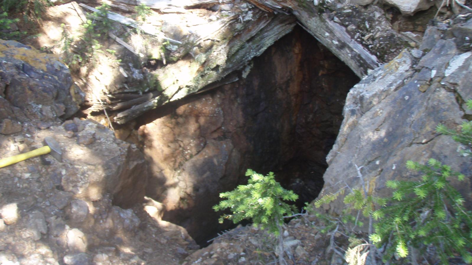 Purina shaft mine workings at the K9 Property in Southeast BC