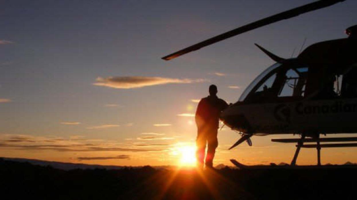 Eagle Royalties News Helicopter at Sunset